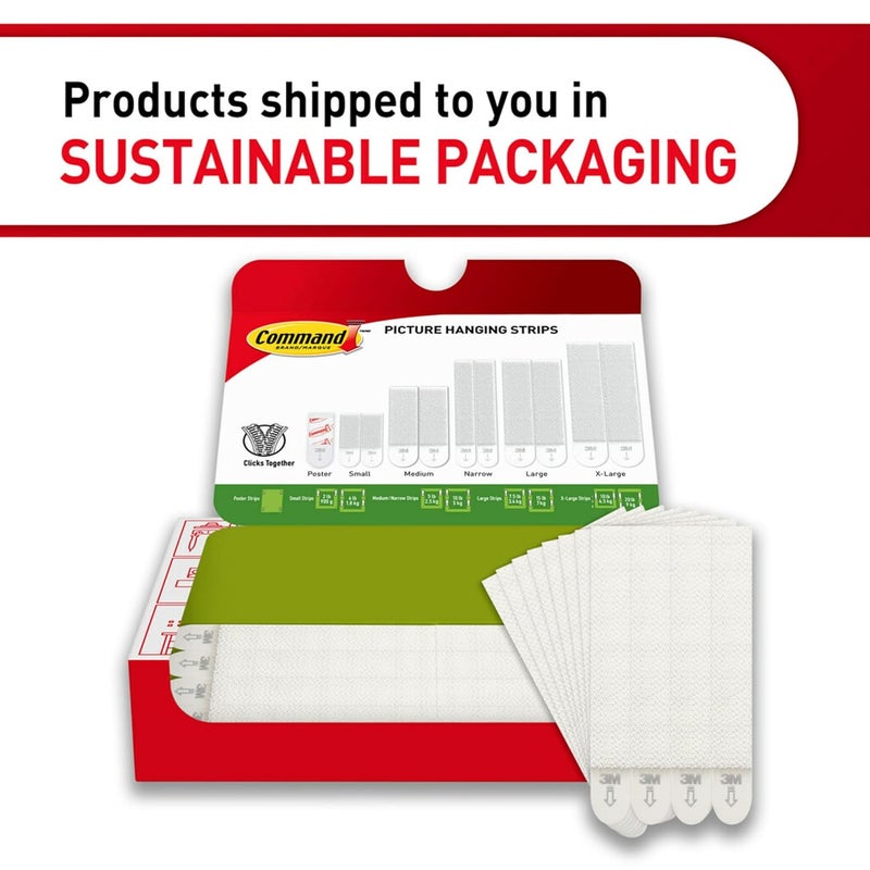 Command Narrow Picture Hanging Strips Damage-Free Hanging Picture Hangers No Tools Wall Strips for Living Spaces 12 White Adhesive Strip Pairs. Easy to Open Packaging (24 Strips) - Image 3